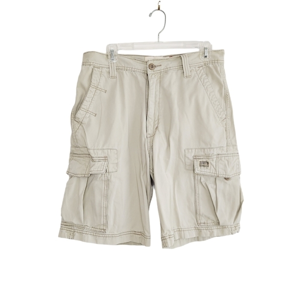 Levi's Mens Squad Cargo Shorts Size 32 Khaki Double Flap Back Pockets Hiking - Picture 9 of 16